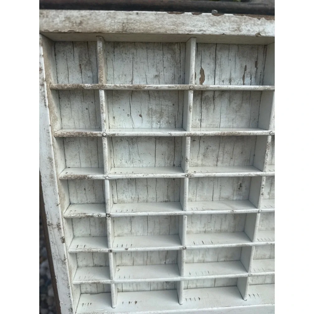 Vintage Ludlow Wood Typeset Drawer Standing Shadow Box Display Shelf White